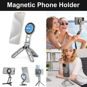 CAMOLO Magnetic Pocket Phone Tripod Holder Series,FoldablePhone Holder Compatiable with Magsafe for iPhone 16 15 14 13 12 Pro Max Plus Series, 1/4" Screw Tripod Mount, Lightweight Phone Stand Travel,additional magnet Plate is provided