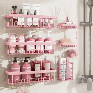 Shower Caddy 6 Pack Shelves - Self Adhesive Bathroom Organizer, Drill-Free & Quick-Dry, Rustproof Stainless Steel Shower Shelf