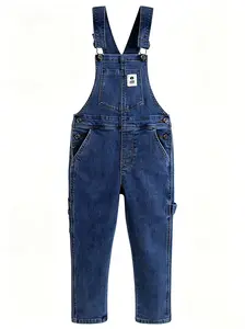 5-14T Kids Denim Overalls, High Stretchy Jean Dungarees Casual Jumpsuit