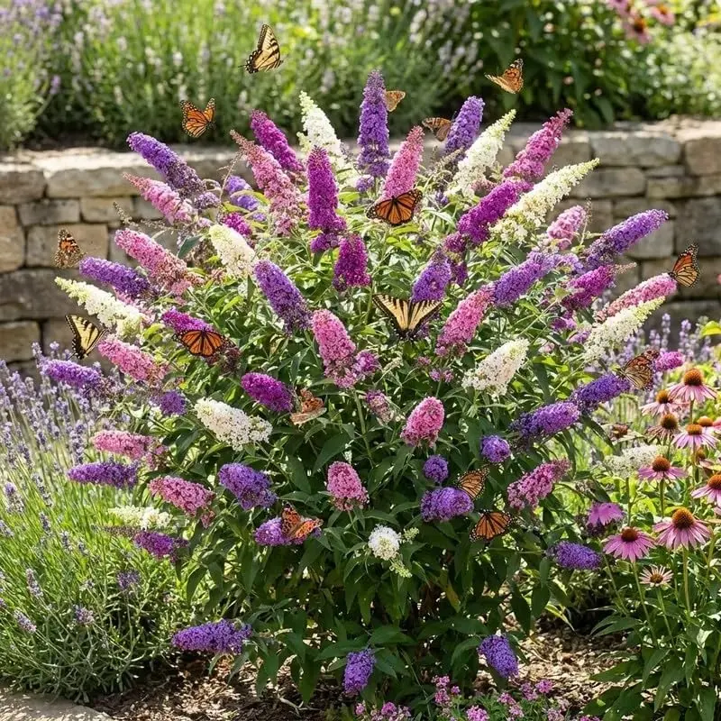 200 Pcs Hardy Perennial Butterfly Bush Flower Seeds Mixed Colors Easy to Grow for Outdoor Garden Landscaping Backyard Pots Borders Bright