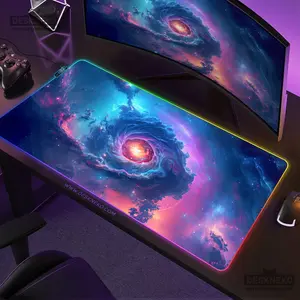 Nebula Desk Mat Space Mouse pad xl, Star clouds purple blue aesthetic, extra large Deskmat, led gaming keyboard matt, mousepad gift for, Desk Mat Gifts