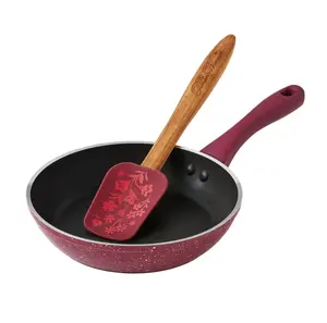 Timeless Beauty Aluminum 8-Inch Frypan with Spatula, Merlot Cookware Round