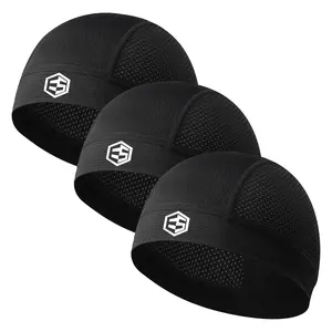 3Pcs Breathable Mesh Skull Caps for Men Women, Quick Dry Lightweight Sweat Helmet Liner Beanie, Hair Cooling Cap