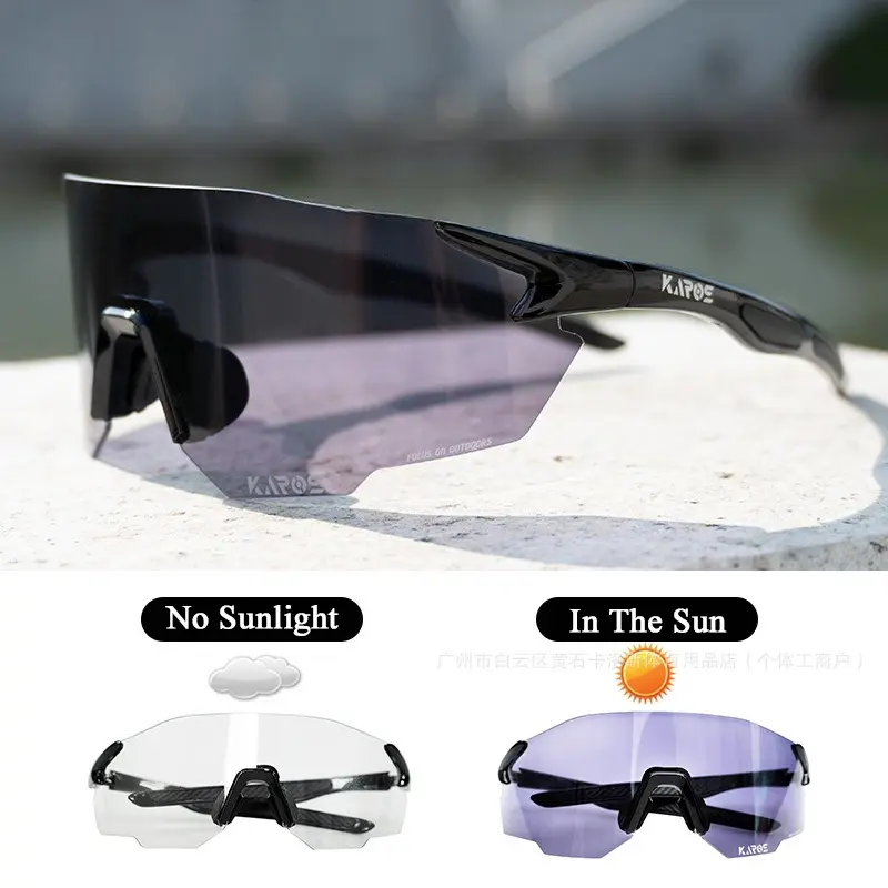Transparent self-tinting lenses with black frames
