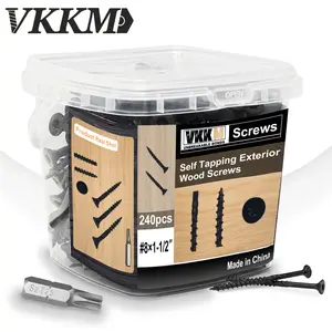 Deck knurled screws, #8#10 wood screws, rust-resistant, external epoxy coating, outdoor self-tapping screws, Torx drive flat head, including T25 star-shaped anti-slip drill bit, black