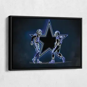 CeeDee Lamb # 88 & Dak Prescott. # 4 Neon Poster, Dallas  Canvas Wall Art, Man Cave Home Gift