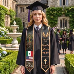 Personalized Graduation Stole 2026, Rooted in Faith Custom Name Sash, Faith Graduation Stole