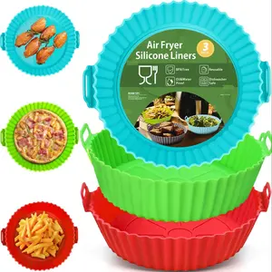 Silicone Air Fryer Liner, 3 Counts Reusable Air Fryer Silicone Basket Liner, Food Grade Home Air Fryer Accessories, Air Fryer Accessory Set