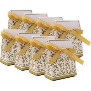 50 count Candy Boxes, Ribbon Wedding Favor Boxes Candy Bag Cake Box for Wedding Party Decoration Easter ()