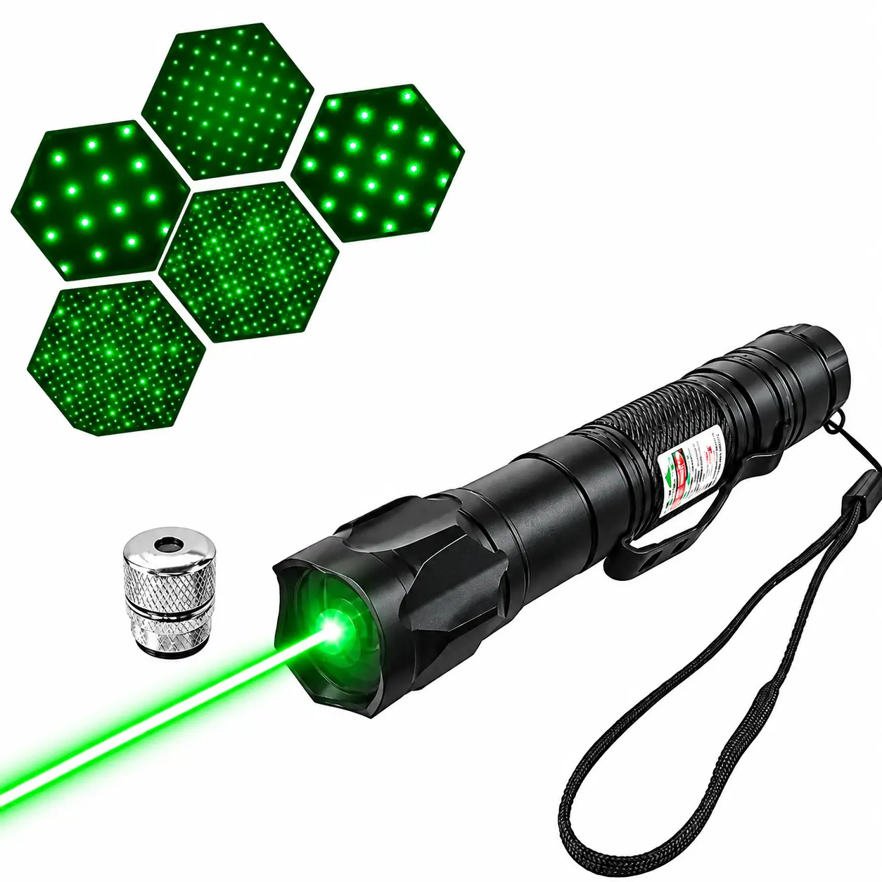 USB Rechargeable Green Laser Pointer with Highlighting Function, Pocket-Size Durable Aluminum Body, Built-In Batteries, USB Charger, Safety Design for Camping Hiking, Outdoor Night Use