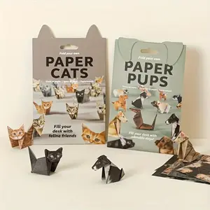 DIY Paper Cat Origami Kit, Foldable Paper Cats & Dogs Craft Set, Fun Handmade Activities, Desktop Decor, Christmas Gift, Birthday Present, Craft Figurine, Craft Kits