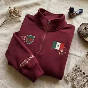 250th Anniversary Quarter Zip Sweatshirt, USA Flag, We The People Embroidery