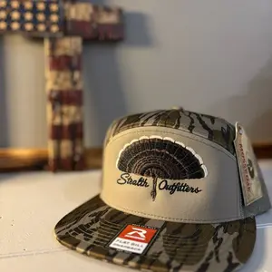 Stealth Outfitters Camo Snapback Hat with Embroidered Turkey Logo Flat Bill Design for Outdoor Enthusiasts Bottomland Camo