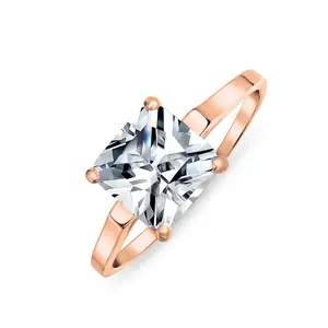3CT Princess Cut CZ Solitaire Engagement Ring Thin Band Rose