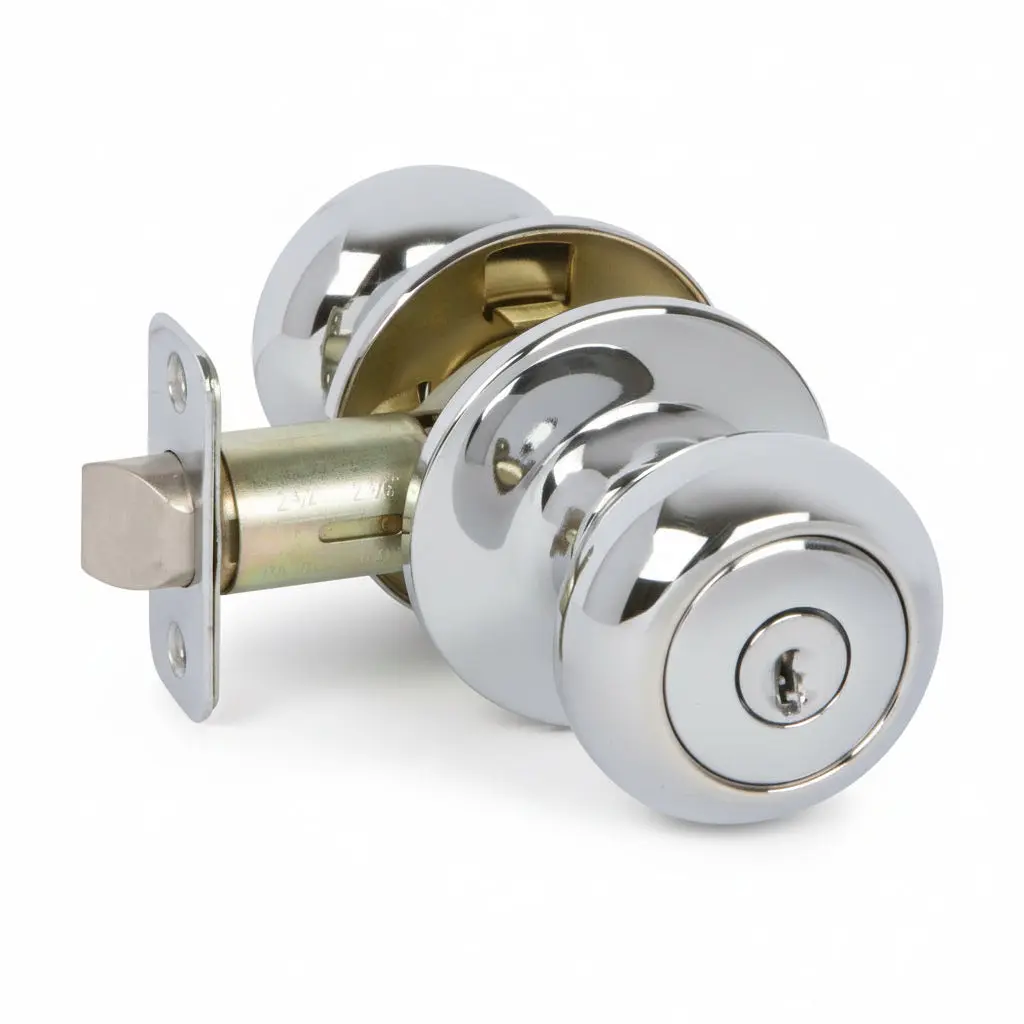 Bedford Keyed Entry Door Knob, Polished Chrome Bedford Keyed Entry Door Knob, Polished Chrome