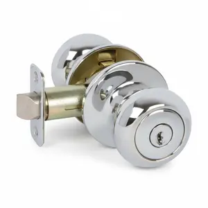 Bedford Keyed Entry Door Knob, Polished Chrome