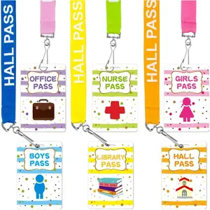 Hall Pass Lanyards with Breakaway Strap for Classroom Teachers and Students – Confetti Style, Back to School Set of 6