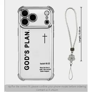 God's Plan 60:22 Pattern iPhone Case-Reinforced corners, electroplated finish for a luxurious look, drop-proof, impact-resistant, and scratch-resistant; compatible with iPhone 17/16/15/14 Pro Max| Comes with a four-color four-leaf clover lanyard summerwin