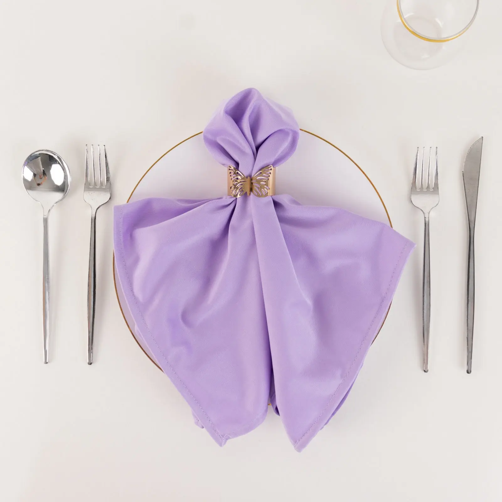 5-Pack Reusable Wrinkle-Free Square Scuba Napkins, 20"x20" Lavender Lilac, Machine Washable Kitchen Tableware Napkins for Holiday, Glam Watch Party Use
