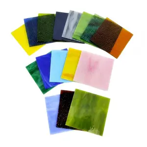 16pcs 10x10cm Stained Glass Sheets, Mixed Color Textured Glass, Tiffany Lamp Mosaic Art, DIY Craft Supplies, Creative Home Decor