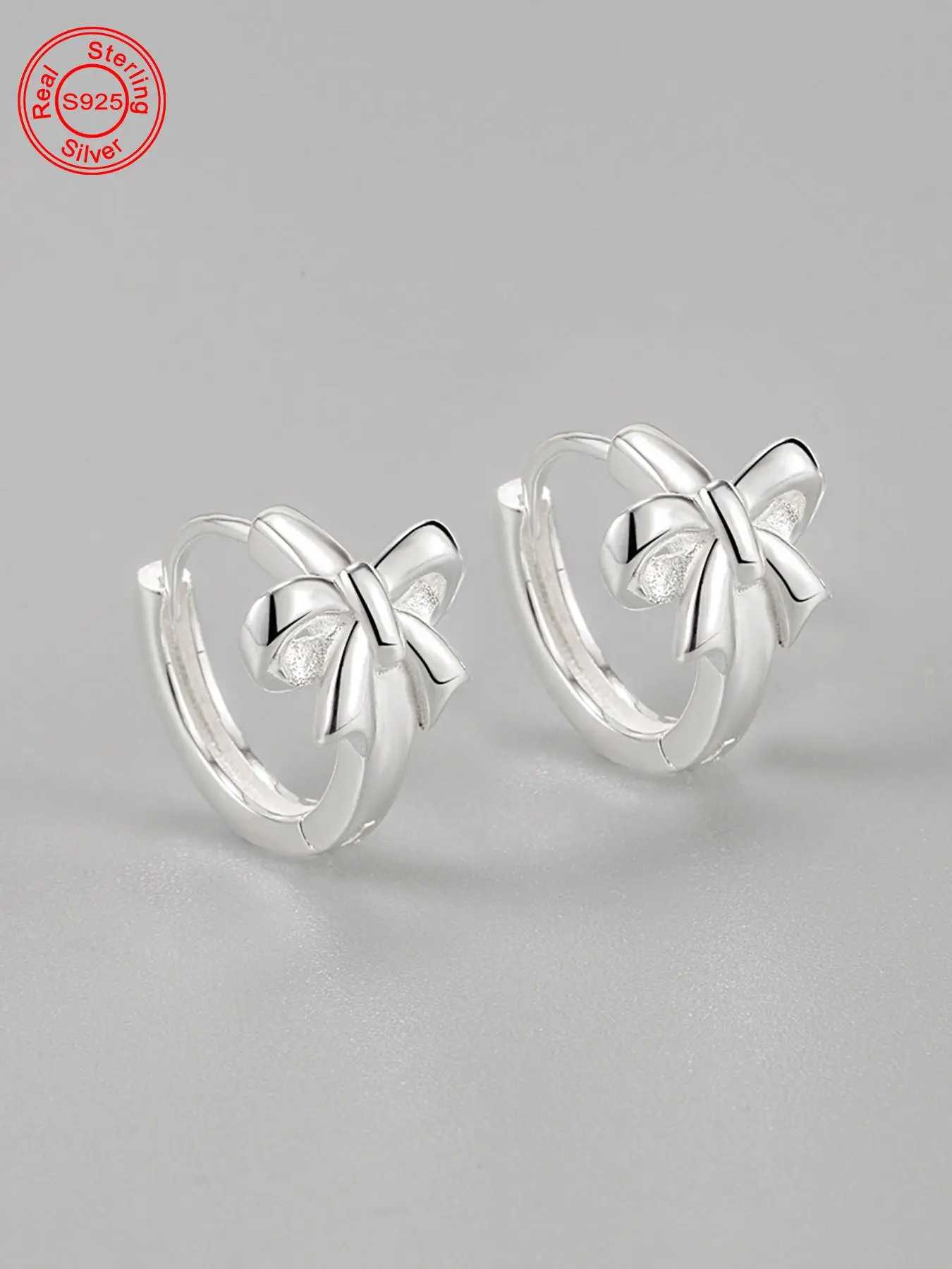 S925 Sterling Silver Cute Bowknot Design Hoop Earrings, Fashionable Earrings for Women & Girls, Trendy All-match & Exquisite Jewelry for Birthday Gift