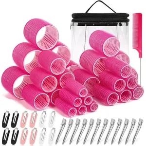 56  Hair Rollers Set for Blowout Look Long Hair, 30 Rollers Hair Curlers in 5 Sizes with 24  Hair Clips and Stor Bag for Long Medium Short Hair Volume