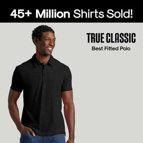True Classic Men's Short-Sleeve Polo Shirt, Men's Clothing, Button-Front, Fitted Design