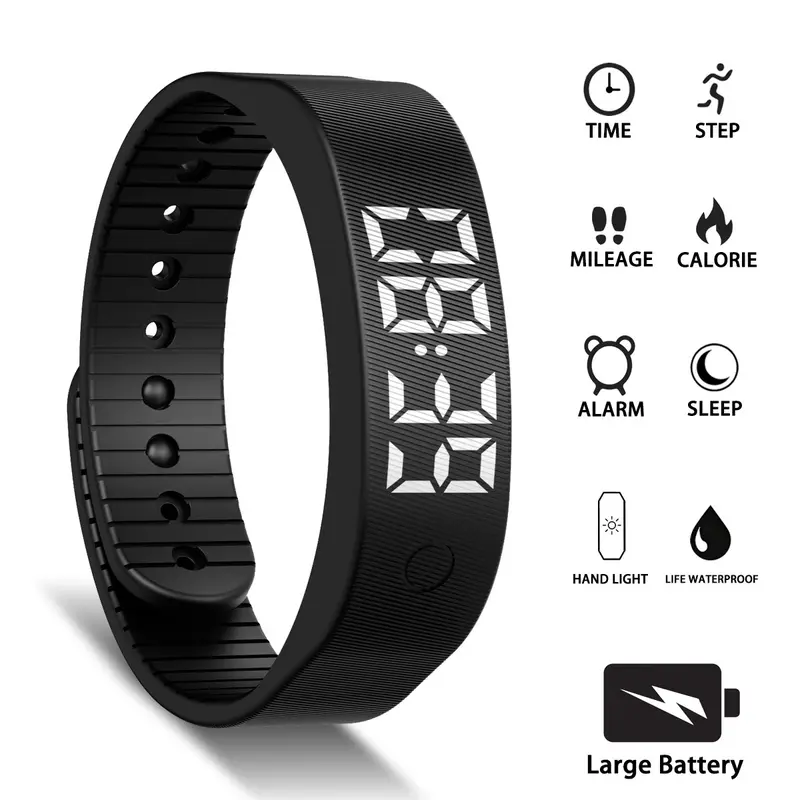 Unisex J93 Silicone Wristband, Multifunctional Wearable Fitness Tracker, Health Wearable, Wearable Pedometer, Pedometer for Walking, Time Display, Step Counter, Sleep Monitor, Ideal for Daily Wear & Gifts