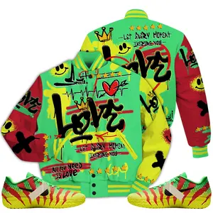 Ja 3 Jurassic Park Explorer Outfit Varsity Jacket, Happy Love Beats Graffiti Sneaker Matching T-Shirts