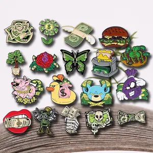 18pcs Cartoon plant flower alloy badge sunflower bag accessories brooch metal cute pin decoration
