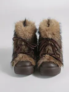 Furry Boots for Women, Cozy & Chic Design, Perfect for Fall & Winter, Above-The-Ankle Style, Medium Width Fit, Plain Pattern