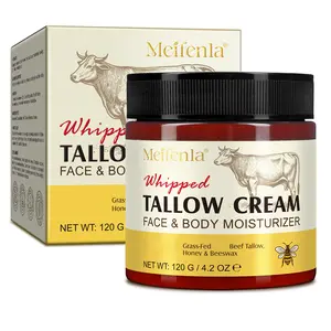 Meifenla Whipped Beef Tallow Moisturiser & Raw Honey Balm 120g - Organic Tallow Face Cream for Nourishing Skin, Grass Fed Butter for Face & Body Skincare Hydrates beef  tallow  face  cream Hydrating Deep Hydration