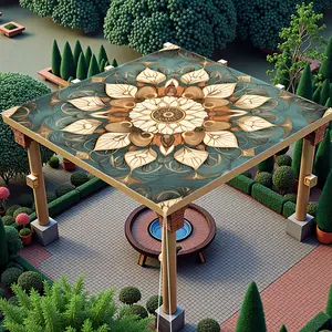 1Pcs outdoor sunshade canopy, patio sunshade sail, European vintage lotus pattern, not easy to fade, sturdy and durable, comes with 4 fixing ropes, washable, suitable for outdoors, patio, camping, beach