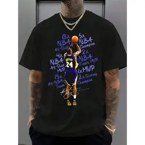 Kob.E Bryant |       Artistic Lakers Basketball Print Classic T-Shirt |       Popular Classic Apparel For Kobe Fans |       100% Cotton Printed Crew Neck Unisex Short-Sleeve T-Shirt |       European And American Fashion Brand Printed Base Layer Shirt