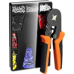 Ferrule Crimping Tool Kit AWG 23-7  Plier, Self-adjustable Ratchet Tool Set with 1200 count Wire Ferrules Kit Wire End Terminals, Wire Ferrule  for 0.25-10mm2  Connectors