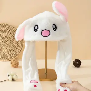 Women's Plush Rabbit Costume Hat - Multi-Color Faux Fur with Bunny Face, Lightweight Non-Elastic for Cosplay, Animal Parties & Christmas, Hand Washable, Bunny Hat, Festive Headwear, Whimsical Headgear, Soft Texture Headwear