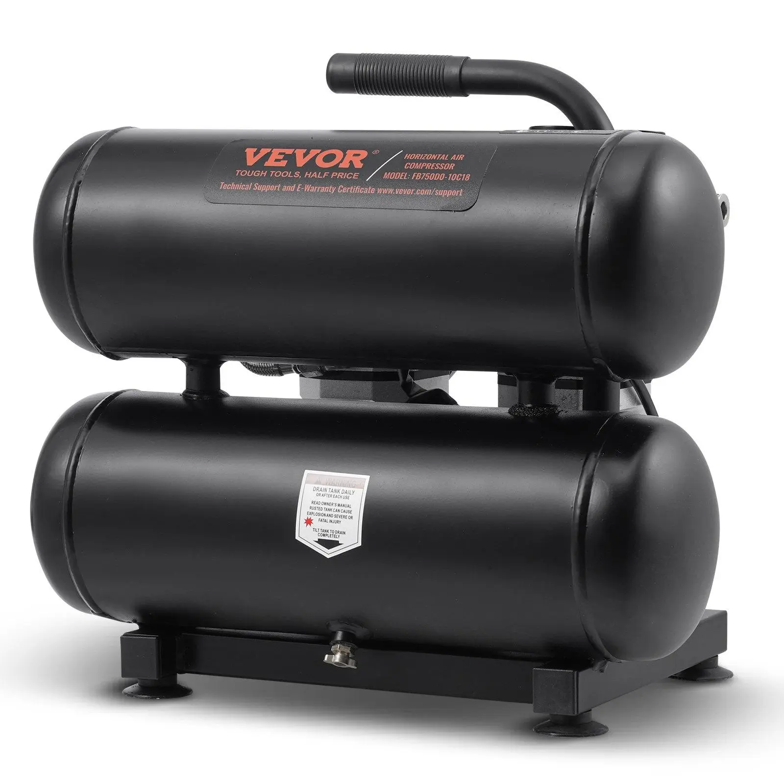 【DealsForYouDays】VEVOR Air Compressor Compact Portable Oil Free Compressor 4.6 Gallon 90 PSI