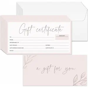 for Business - Set of 25 with Envelopes -, Salon, Restaurants, Custom Client Vouchers for Birthday, Work-Heavyweight Card Stock - Light