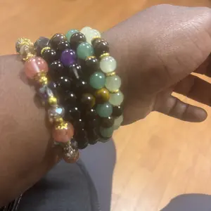 4Pcs Exquisite Boho Crystal Beaded Bracelets - Obsidian, Black Tourmaline & Tiger Eye for Money Attraction, Elegant Elastic Stacking Jewelry for Party Daily Wear, Good Luck Gift for Women Men Couples, Ideal Gift for Mom's Day, Father's Day