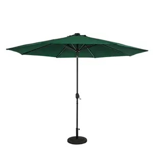 11 ft. Calypso II Fiesta Octagonal Market Umbrella with Solar LED Strip Lights, Hunter Green - Breez-Tex