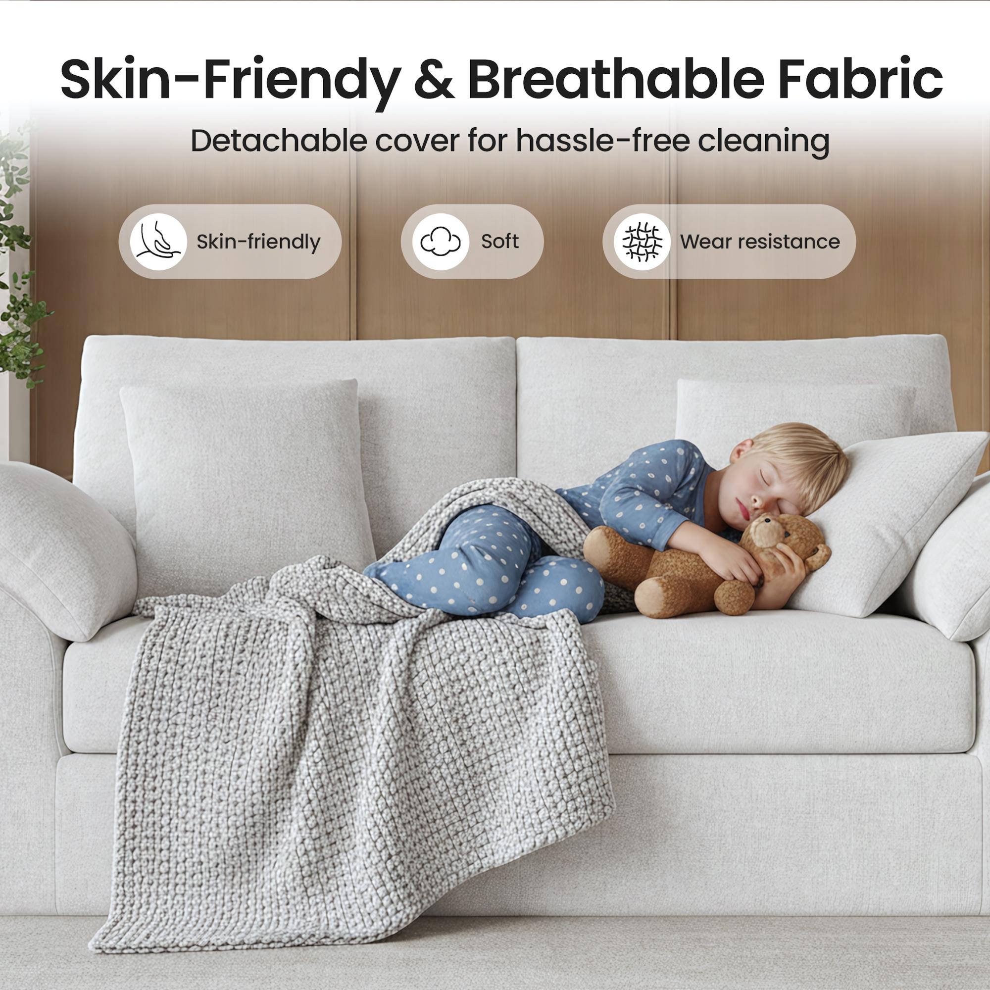 COLAMY Cloud Loveseat Sofa, Boneless Modern 2-Seater Couch with 4 Throw Pillows, Mid Century No Assembly Sofa for Small Living Room Apartment