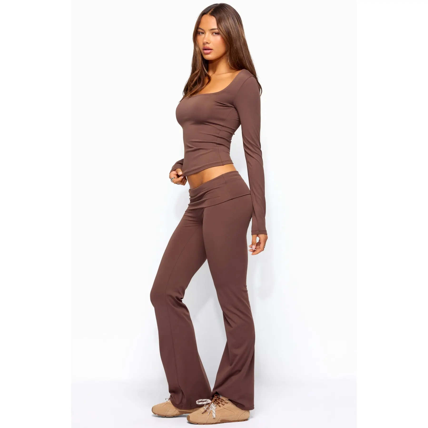 Oriane Foldover Flared Leggings Oriane Foldover Flared Leggings