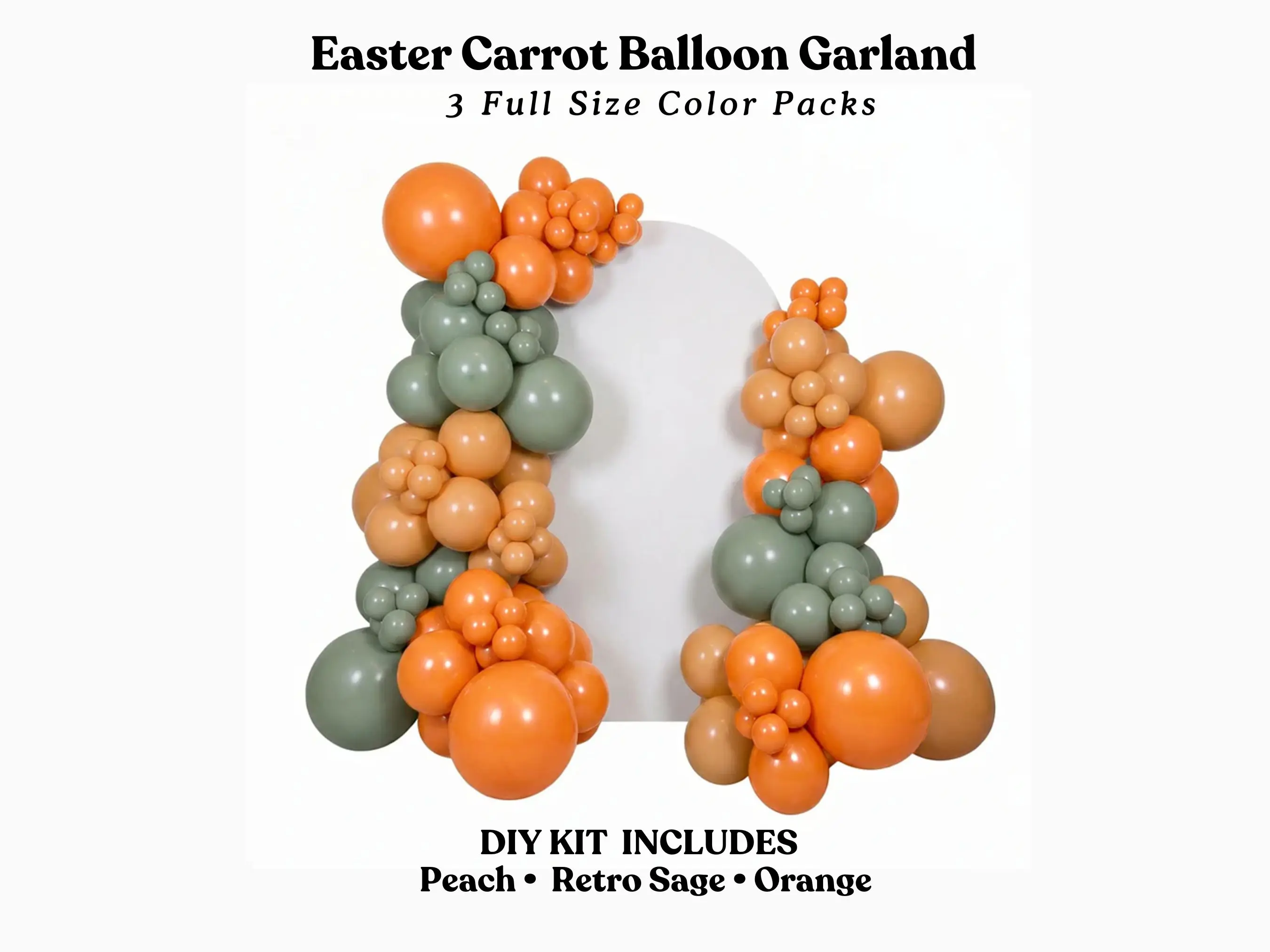 Easter Carrot Balloon Garland - Peach, Sage, Orange DIY kit