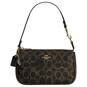 COACH Nolita 19 Small Shoulder Bag with Feather Charm and Signature Logo in Monogram PVC and Leather for Women