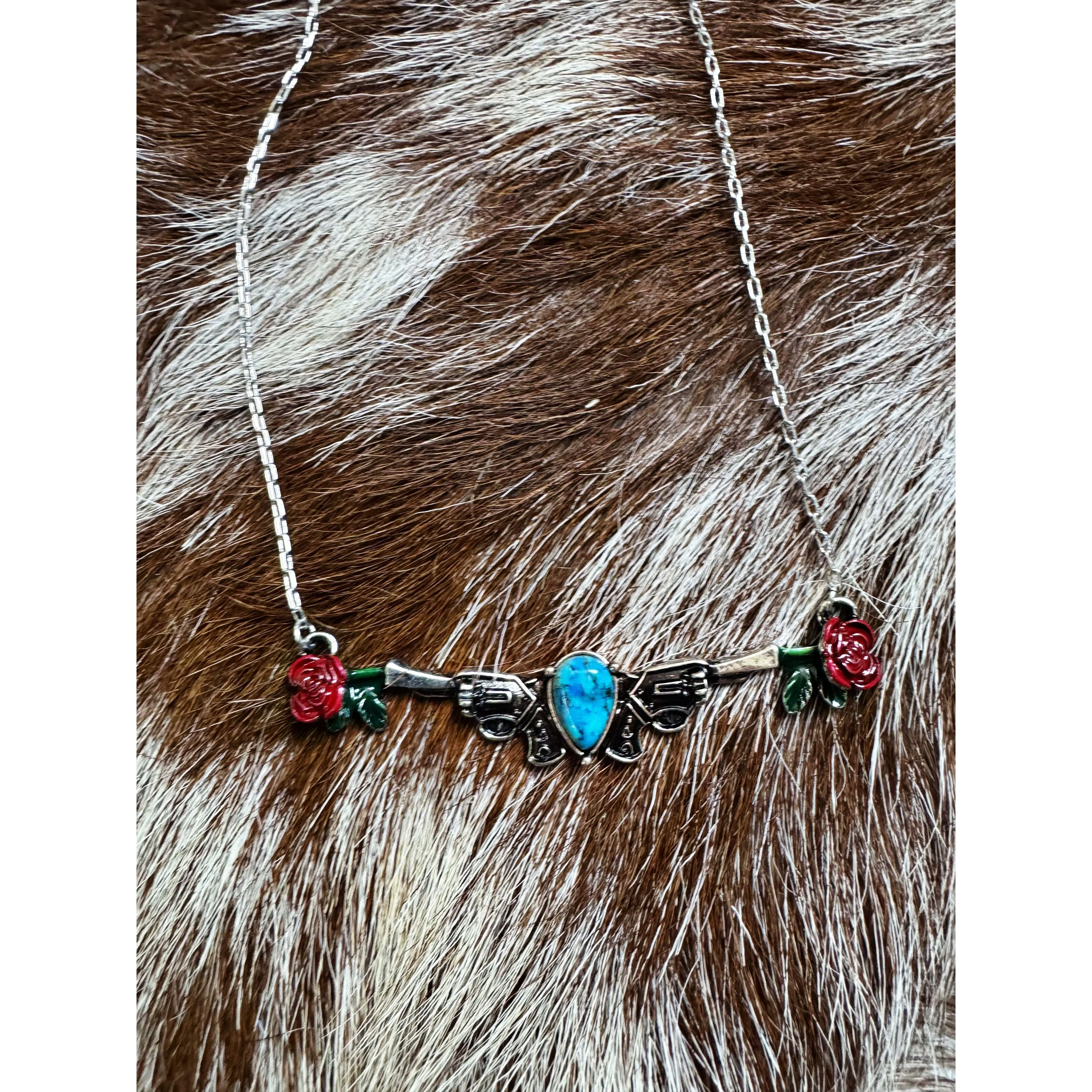 The "Pistol Annie" Rose & Turquoise Necklace