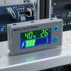 Programmable Battery Capacity Monitor, 10-100V Voltage & Temperature Meter with LCD Display. Accurate Battery Health & Percentage Indicator for 12V 24V 36V 48V Li-ion Lead-Acid Batteries, Real-Time Power Level Checker.