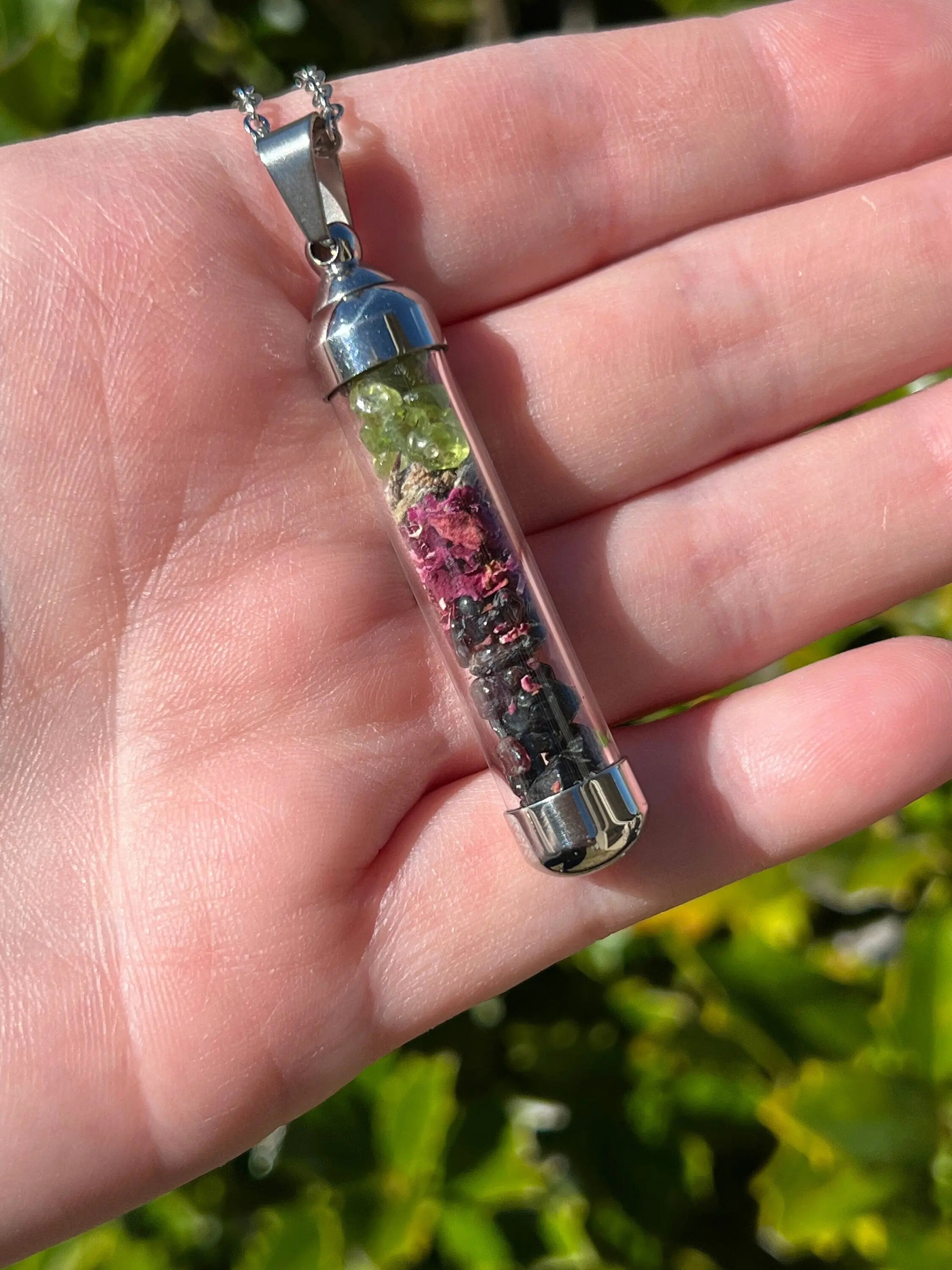 Persephone Necklace Pendant Pagan Witchcraft Amulet Crystal Herbs Witchy Talisman New Age Spirituality Spell Bottle Jar Vial Gift