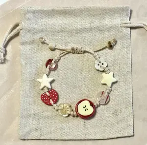 Valentine's Day for girlfriend in 2026.Gift Handwoven Elegant Ceramic Apple Bracelet - Adjustable size with apples and stars, personalized gift for ladies.Birthday gift for women.Valentine's Day gift, charm bracelet.