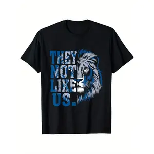 They Not Like Us Outfits Lion Animal Spirit Evergreen Sports T-Shirt, Trendy Cotton Tops Short Sleeve, Street Style Short Sleeve Tee, Comfort Fit Men's Tee, Crew Neck Tee, Ultra Soft, Breathable, Moisture Wicking, Gifts for Men, Women