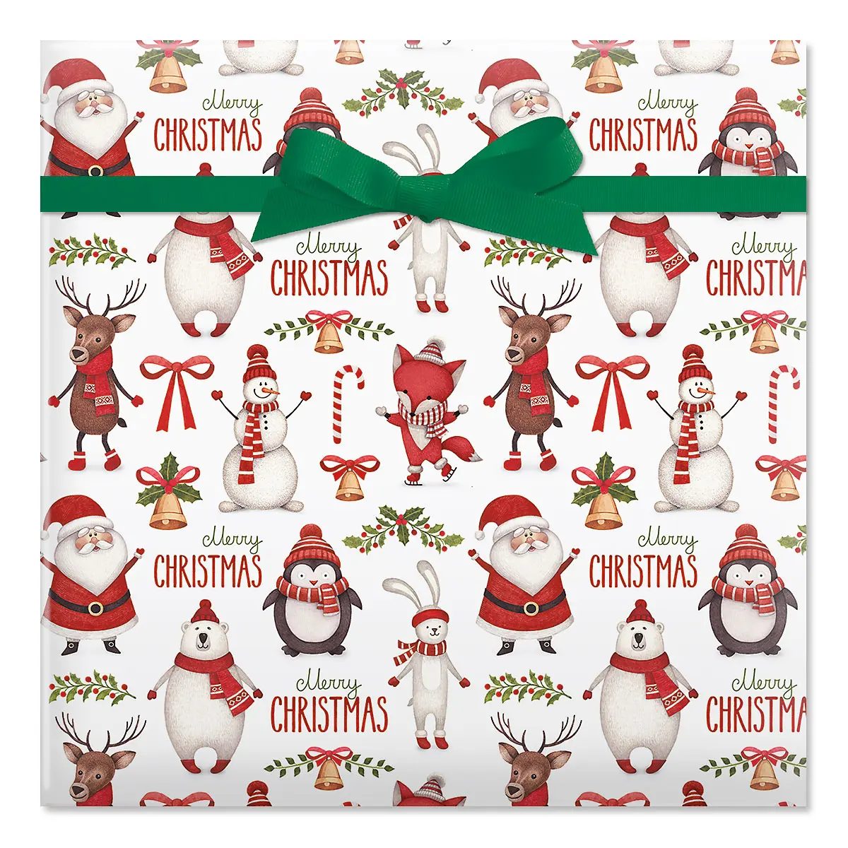 Lillian Vernon Winter Friends Christmas Rolled Wrapping Paper Premium Jumbo 23-Inch x 32-Foot Gift Wrap Roll 61 Square Feet Total with Festive Characters